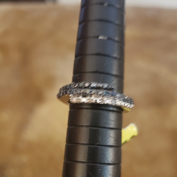 Size 5, Blue & White Diamond Crossover Band, Sterling Silver, 0.14 carats, NWT - Picture 6 of 8